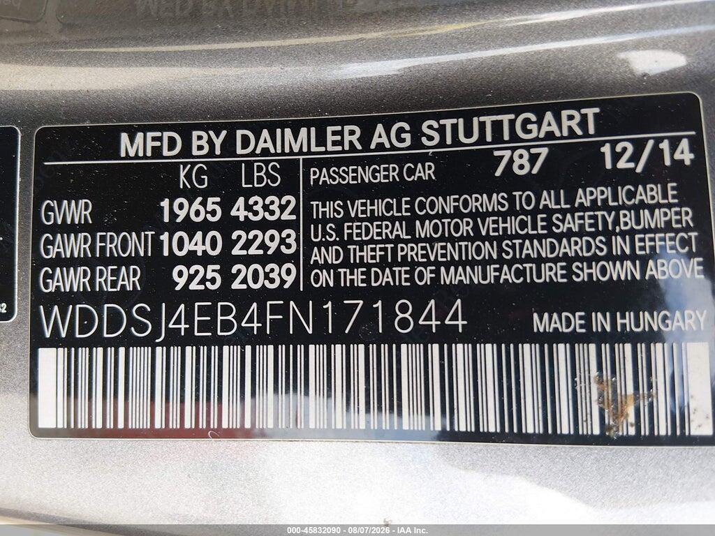 WDDSJ4EB4FN171844 2015 MERCEDES-BENZ CLA 250 photo no. 9
