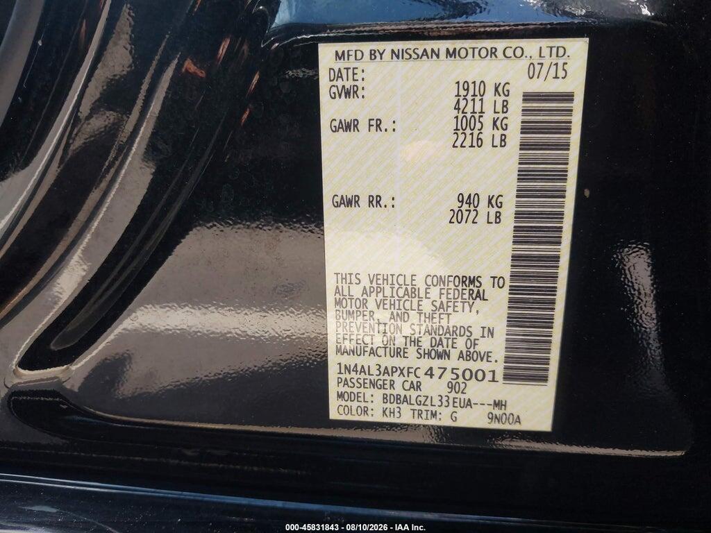 1N4AL3APXFC475001 2015 NISSAN ALTIMA photo no. 9