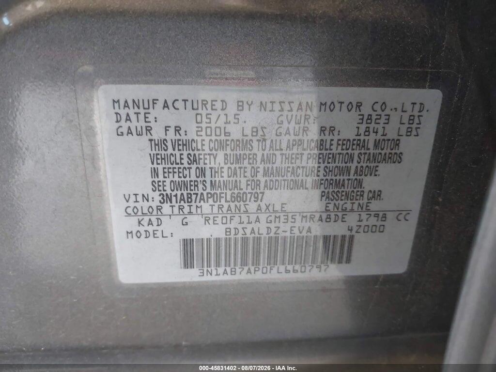 3N1AB7AP0FL660797 2015 NISSAN SENTRA photo no. 9