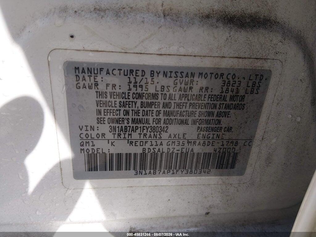 3N1AB7AP1FY380342 2015 NISSAN SENTRA photo no. 9