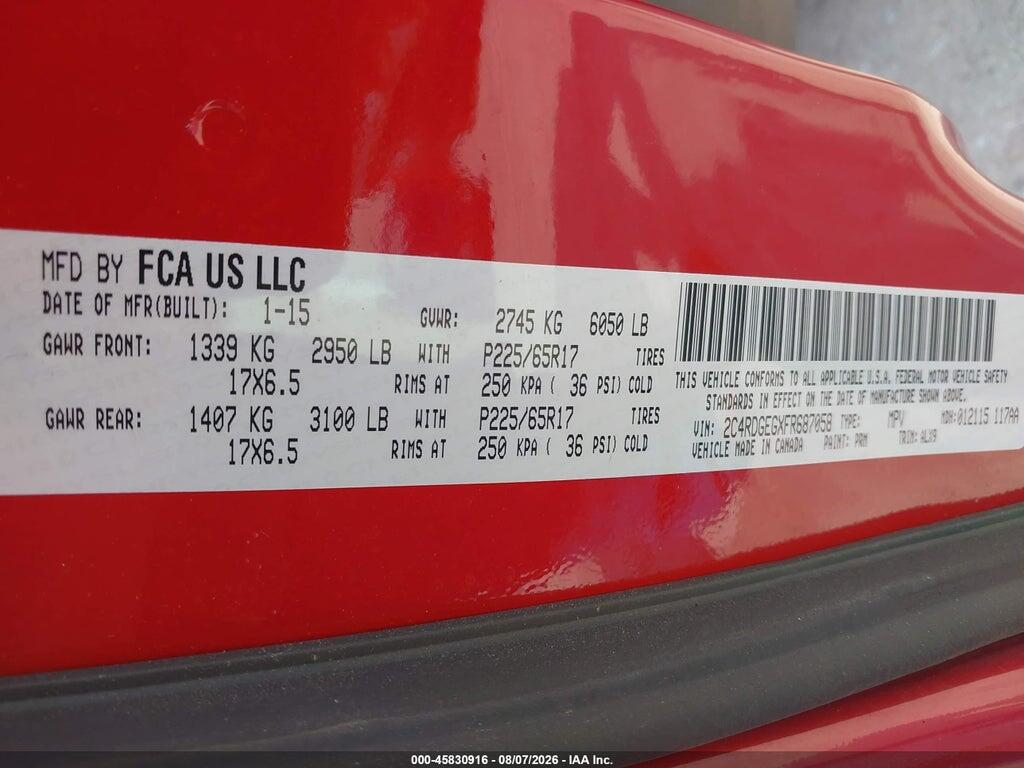 2C4RDGEGXFR687058 2015 DODGE GRAND CARAVAN photo no. 9