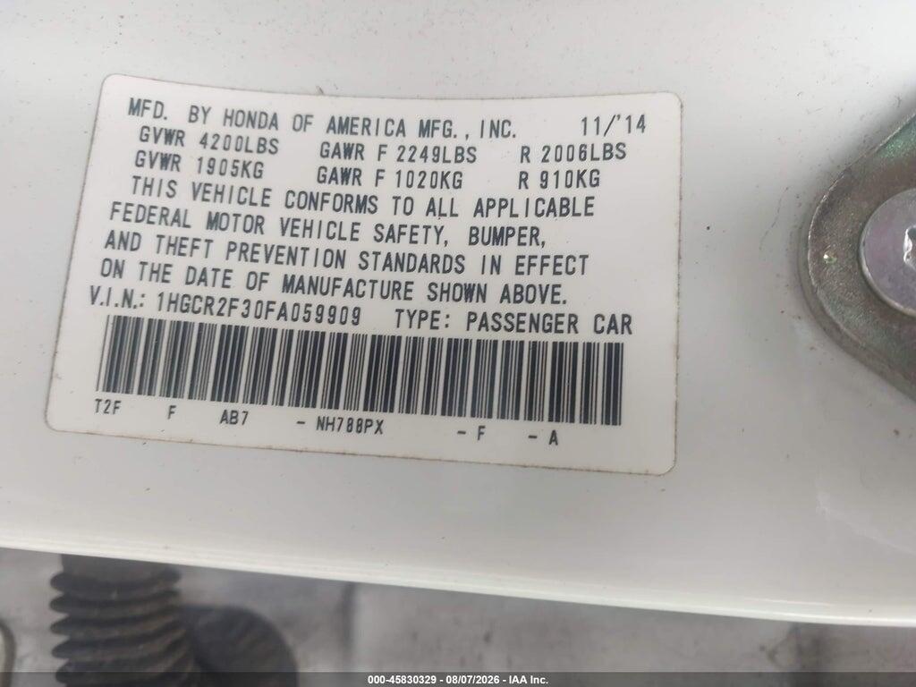 1HGCR2F30FA059909 2015 HONDA ACCORD photo no. 9