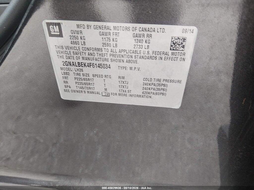 2GNALBEK4F6145034 2015 CHEVROLET EQUINOX photo no. 9