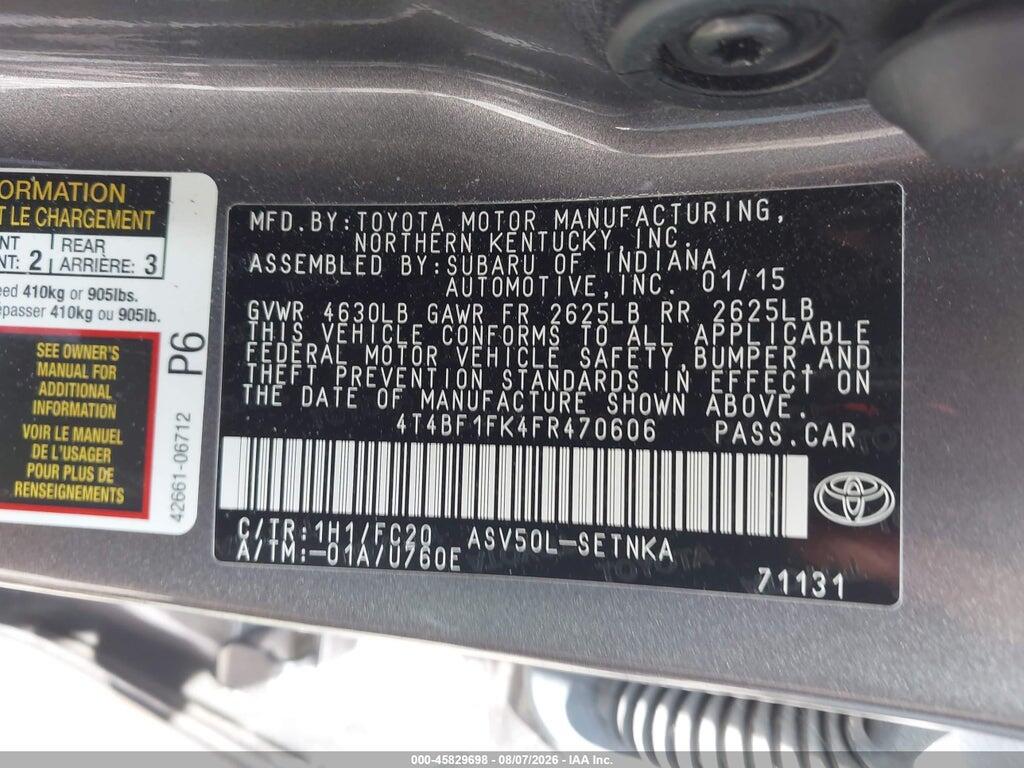 4T4BF1FK4FR470606 2015 TOYOTA CAMRY photo no. 9