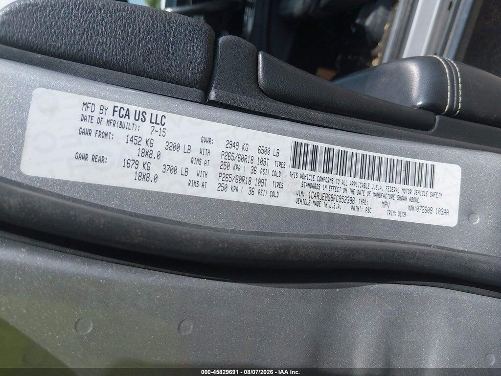 1C4RJEBG9FC952398 2015 JEEP GRAND CHEROKEE photo no. 9