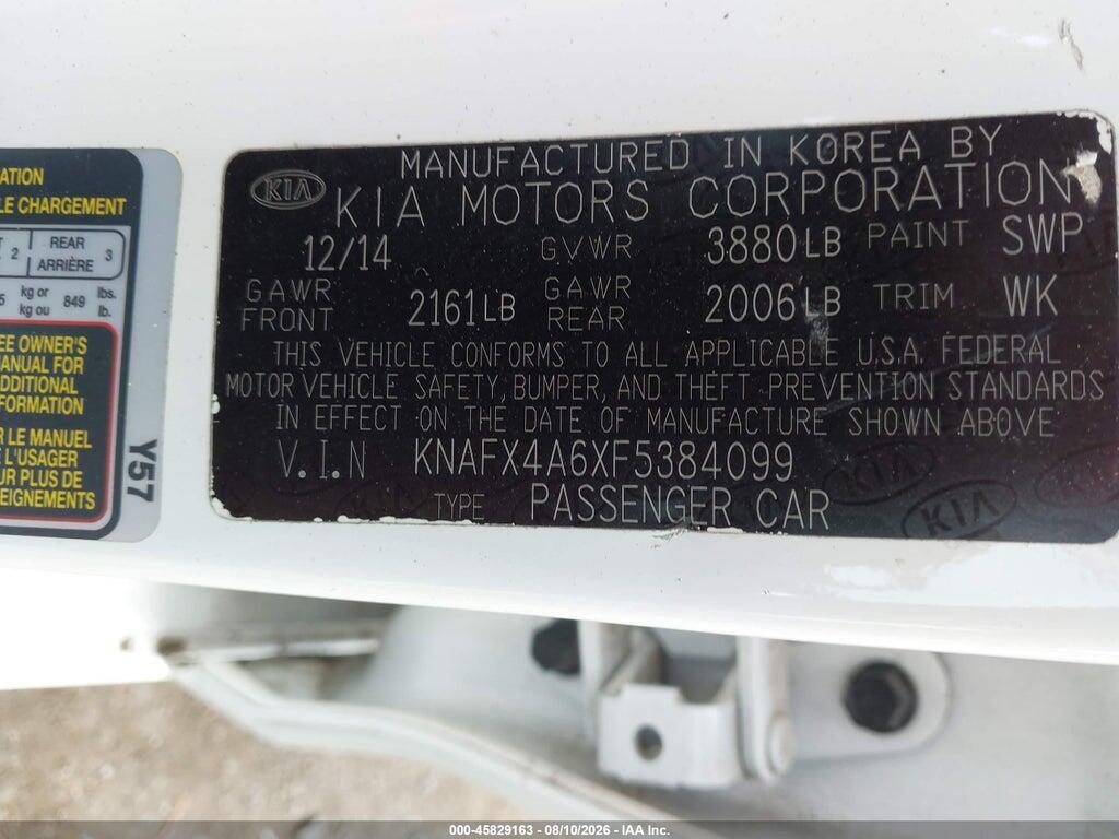 KNAFX4A6XF5384099 2015 KIA FORTE photo no. 9