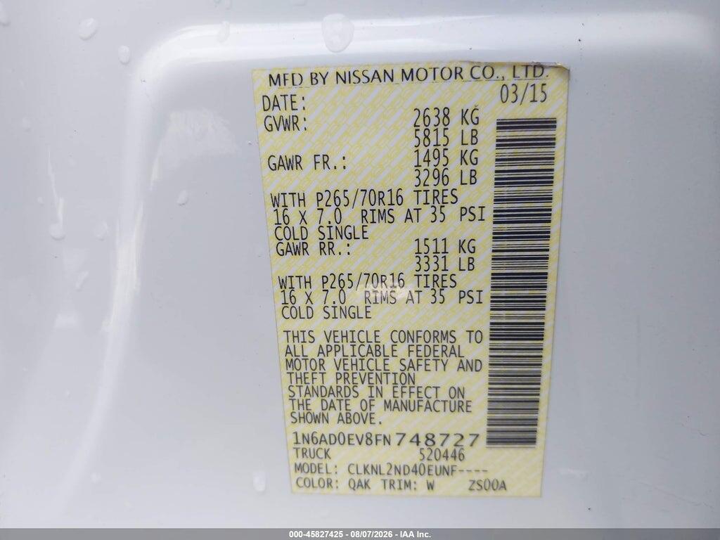 1N6AD0EV8FN748727 2015 NISSAN FRONTIER photo no. 9