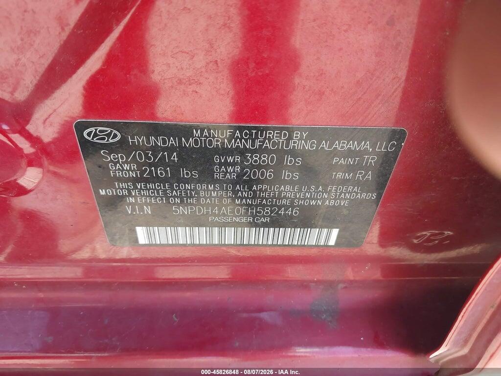 5NPDH4AE0FH582446 2015 HYUNDAI ELANTRA photo no. 9