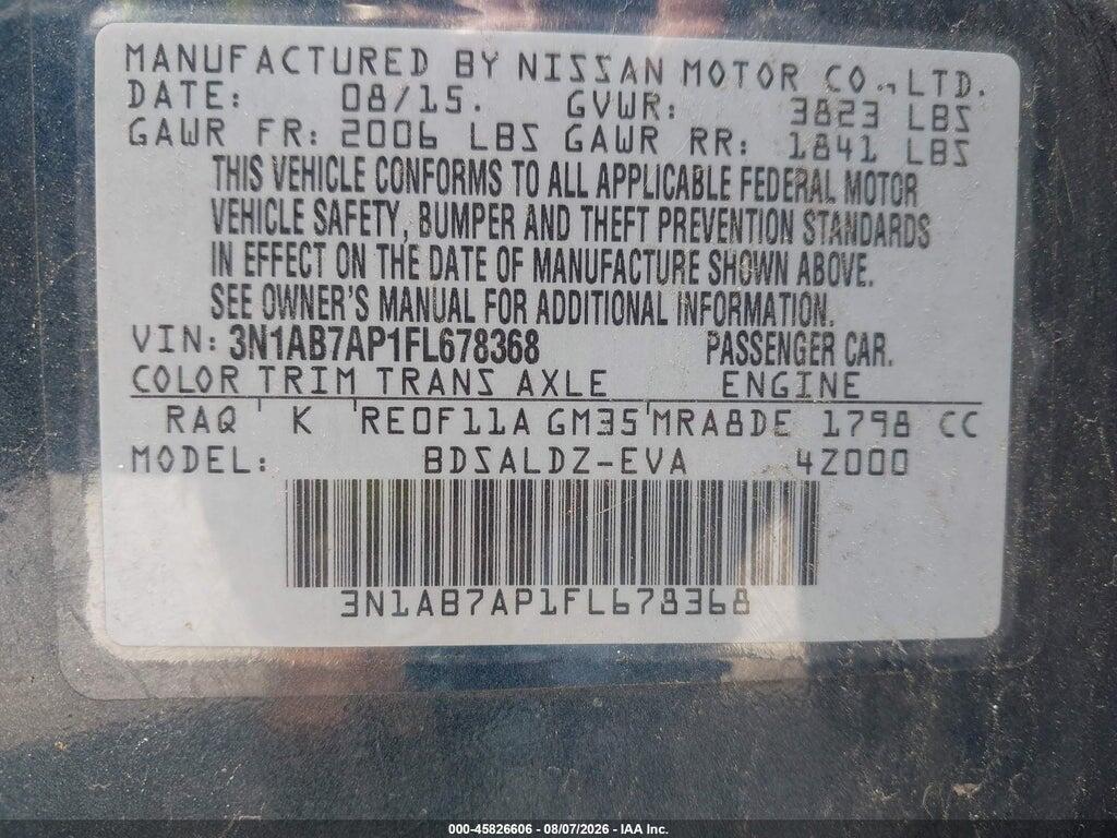 3N1AB7AP1FL678368 2015 NISSAN SENTRA photo no. 9