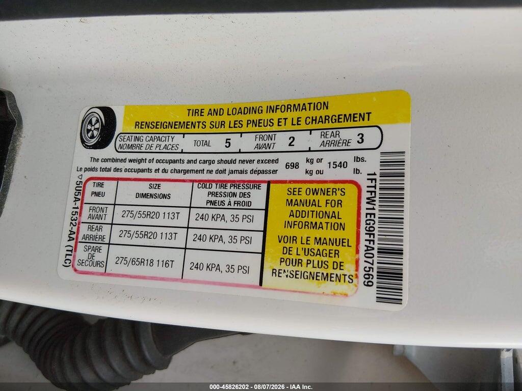 1FTFW1EG9FFA07569 2015 FORD F-150 photo no. 9