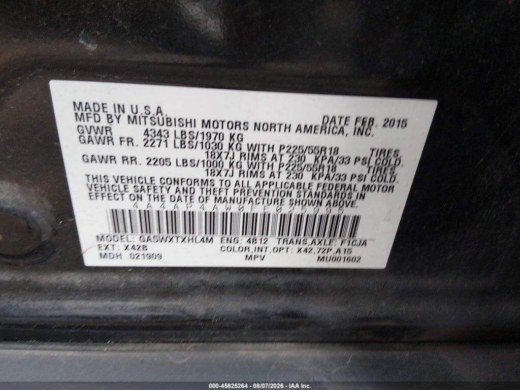 4A4AP4AW0FE025995 2015 MITSUBISHI OUTLANDER SPORT photo no. 9