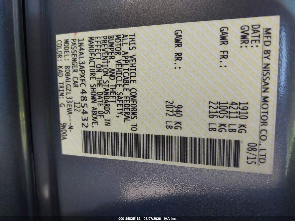 1N4AL3APXFC485432 2015 NISSAN ALTIMA photo no. 9