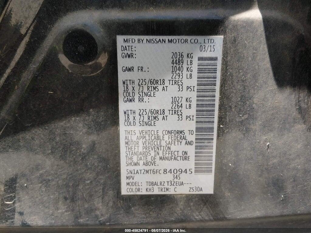 5N1AT2MT6FC840945 2015 NISSAN ROGUE photo no. 9