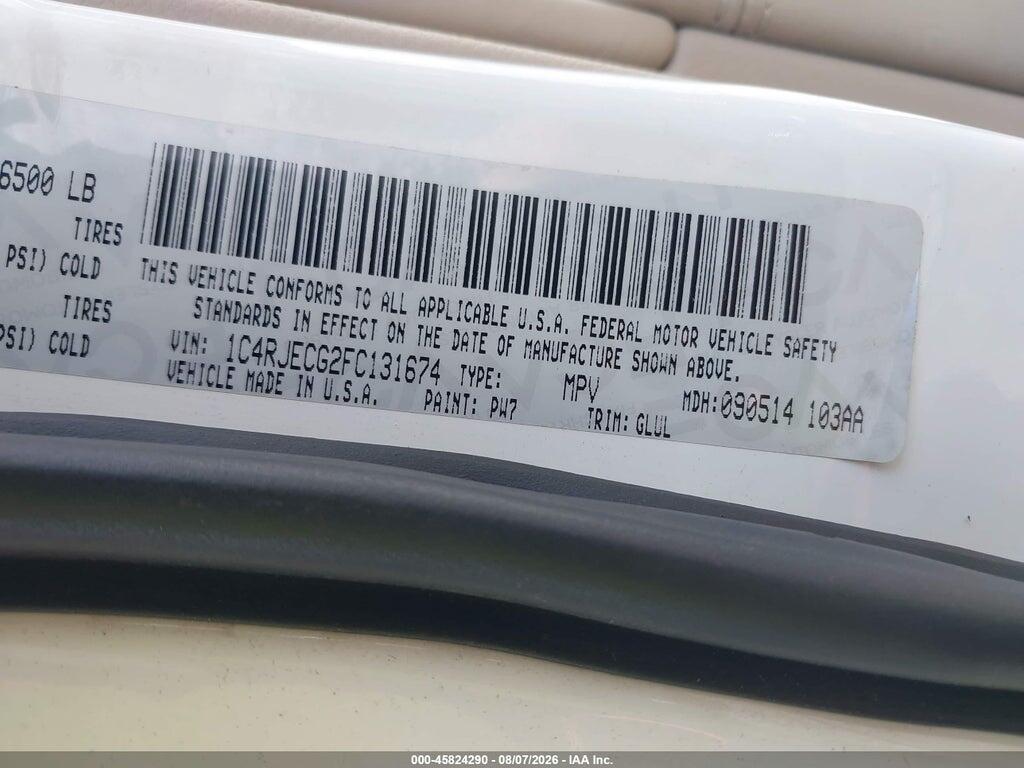 1C4RJECG2FC131674 2015 JEEP GRAND CHEROKEE photo no. 9