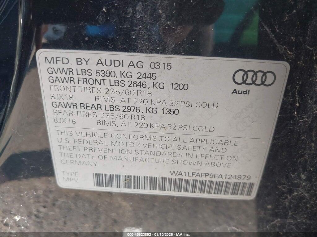 WA1LFAFP9FA124979 2015 AUDI Q5 photo no. 9