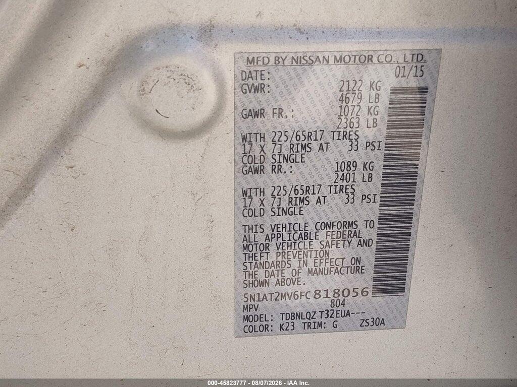 5N1AT2MV6FC818056 2015 NISSAN ROGUE photo no. 9