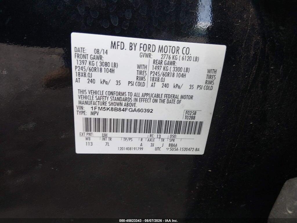 1FM5K8B84FGA60392 2015 FORD EXPLORER photo no. 9