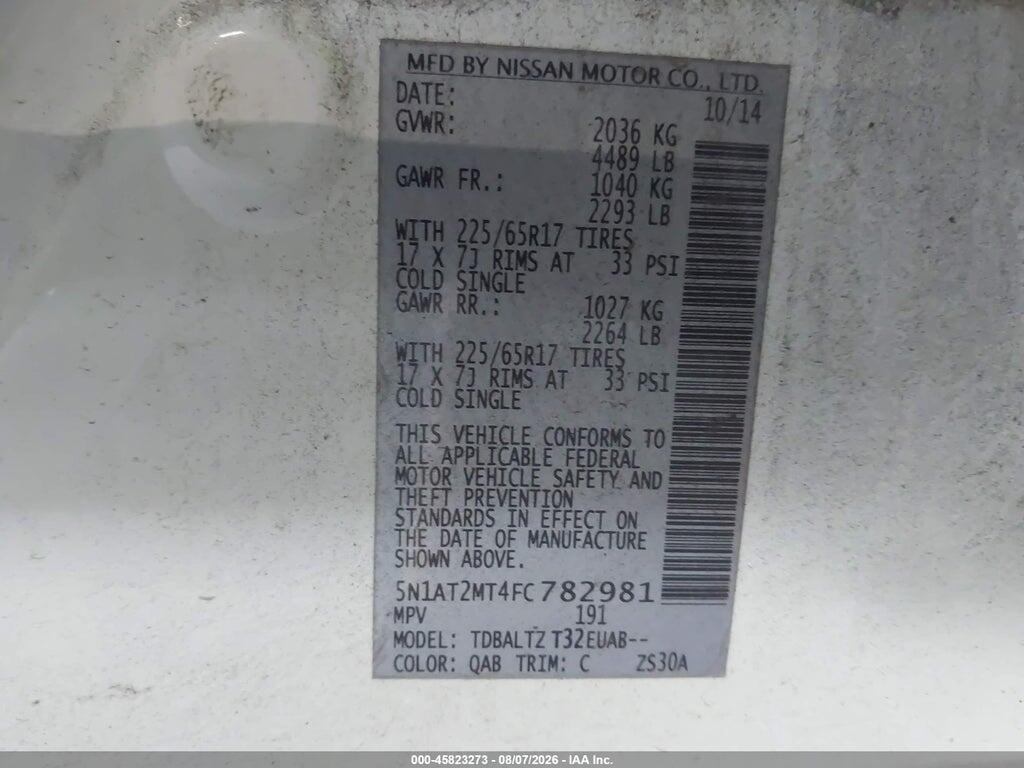 5N1AT2MT4FC782981 2015 NISSAN ROGUE photo no. 9