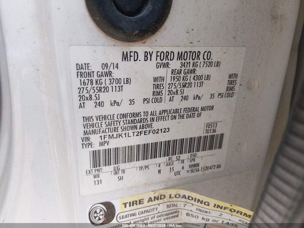 1FMJK1LT2FEF02123 2015 FORD EXPEDITION EL photo no. 9