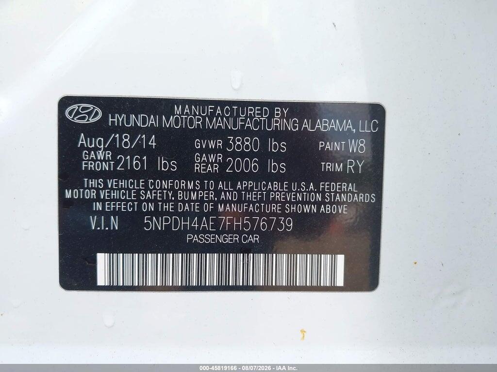 5NPDH4AE7FH576739 2015 HYUNDAI ELANTRA photo no. 9