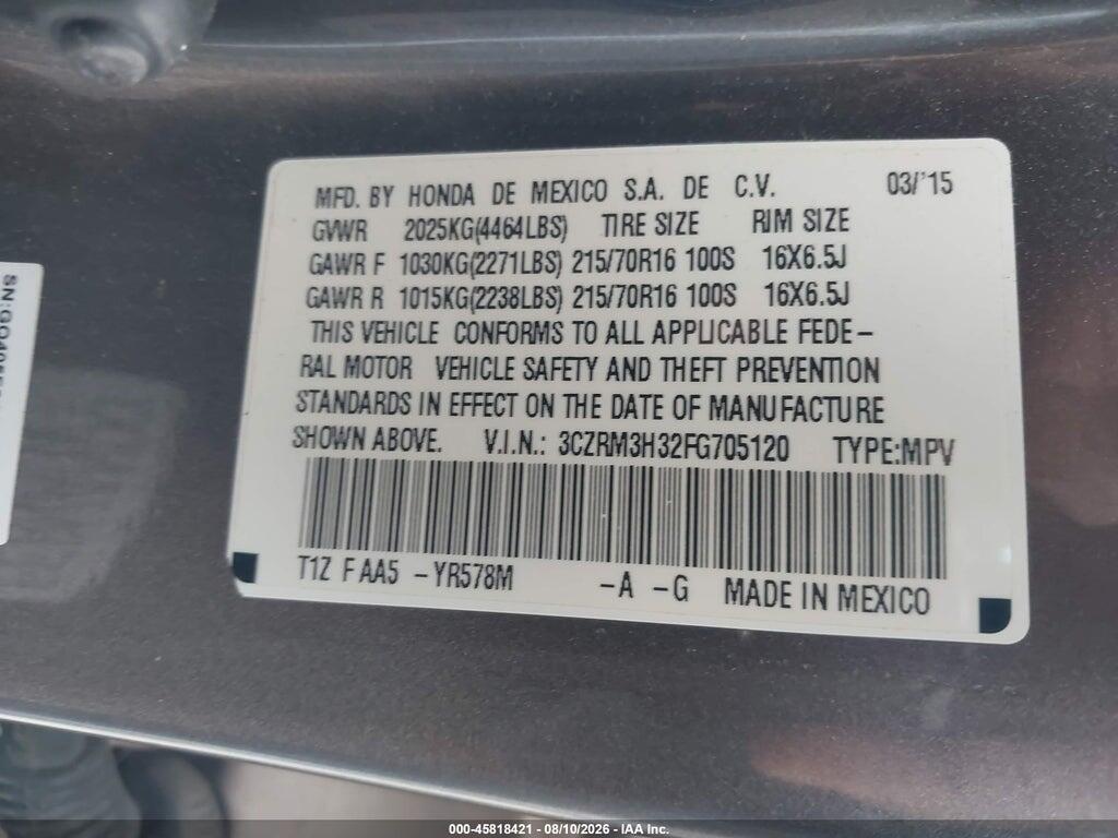 3CZRM3H32FG705120 2015 HONDA CR-V photo no. 9