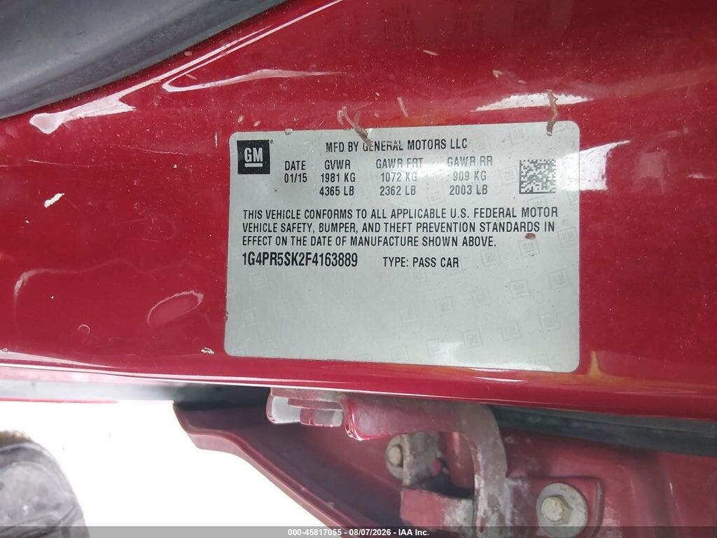 1G4PR5SK2F4163889 2015 BUICK VERANO photo no. 9