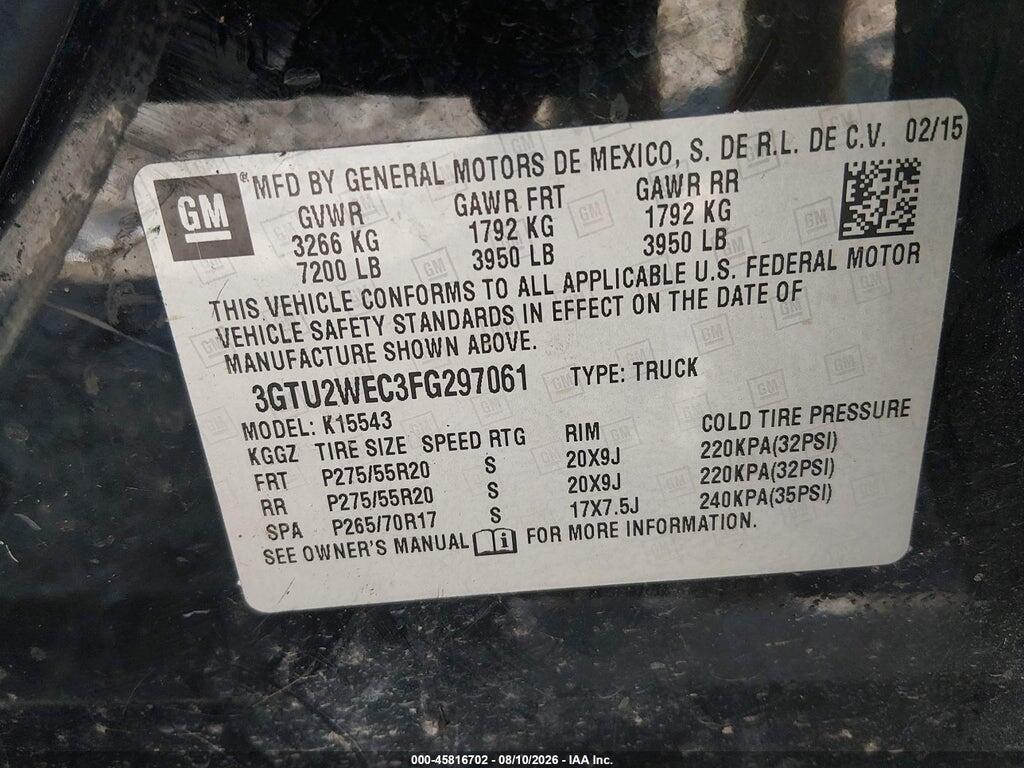 3GTU2WEC3FG297061 2015 GMC SIERRA 1500 photo no. 9