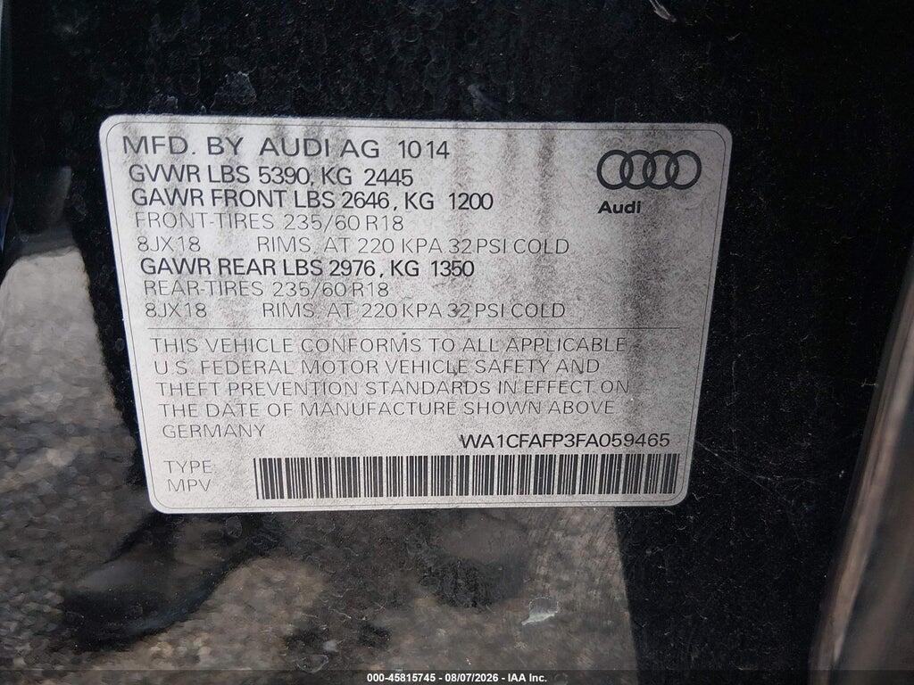 WA1CFAFP3FA059465 2015 AUDI Q5 photo no. 9