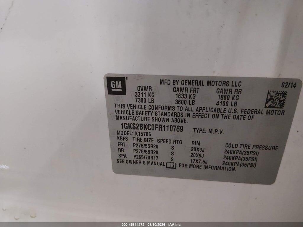 1GKS2BKC0FR110769 2015 GMC YUKON photo no. 9
