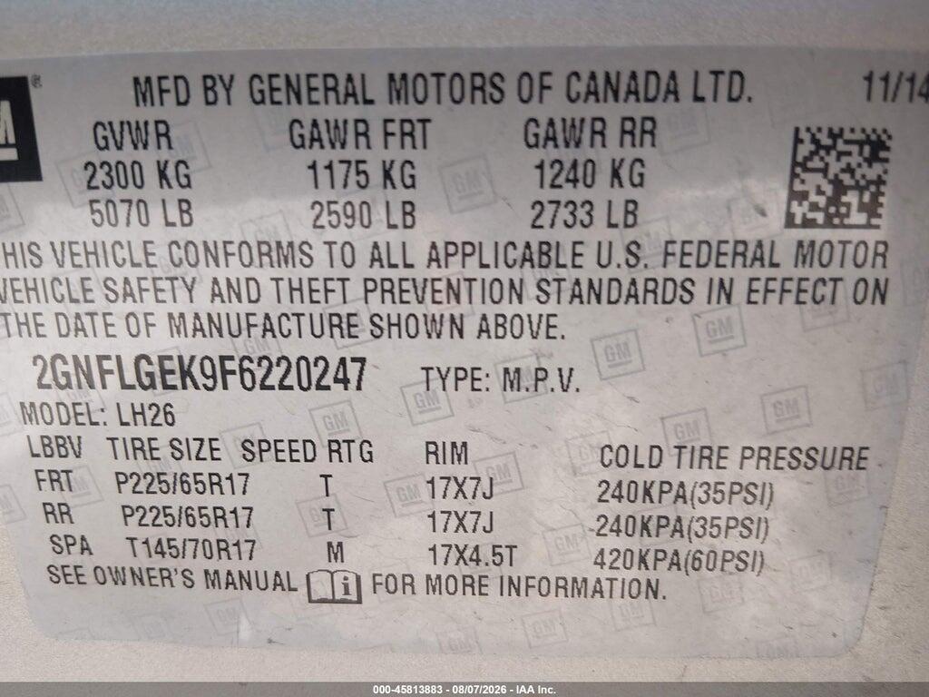 2GNFLGEK9F6220247 2015 CHEVROLET EQUINOX photo no. 9