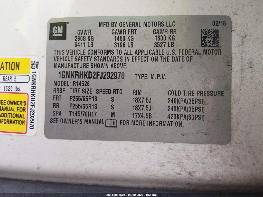 1GNKRHKD2FJ292970 2015 CHEVROLET TRAVERSE photo no. 9