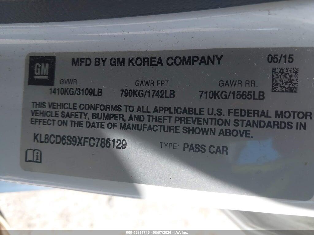 KL8CD6S9XFC786129 2015 CHEVROLET SPARK photo no. 9
