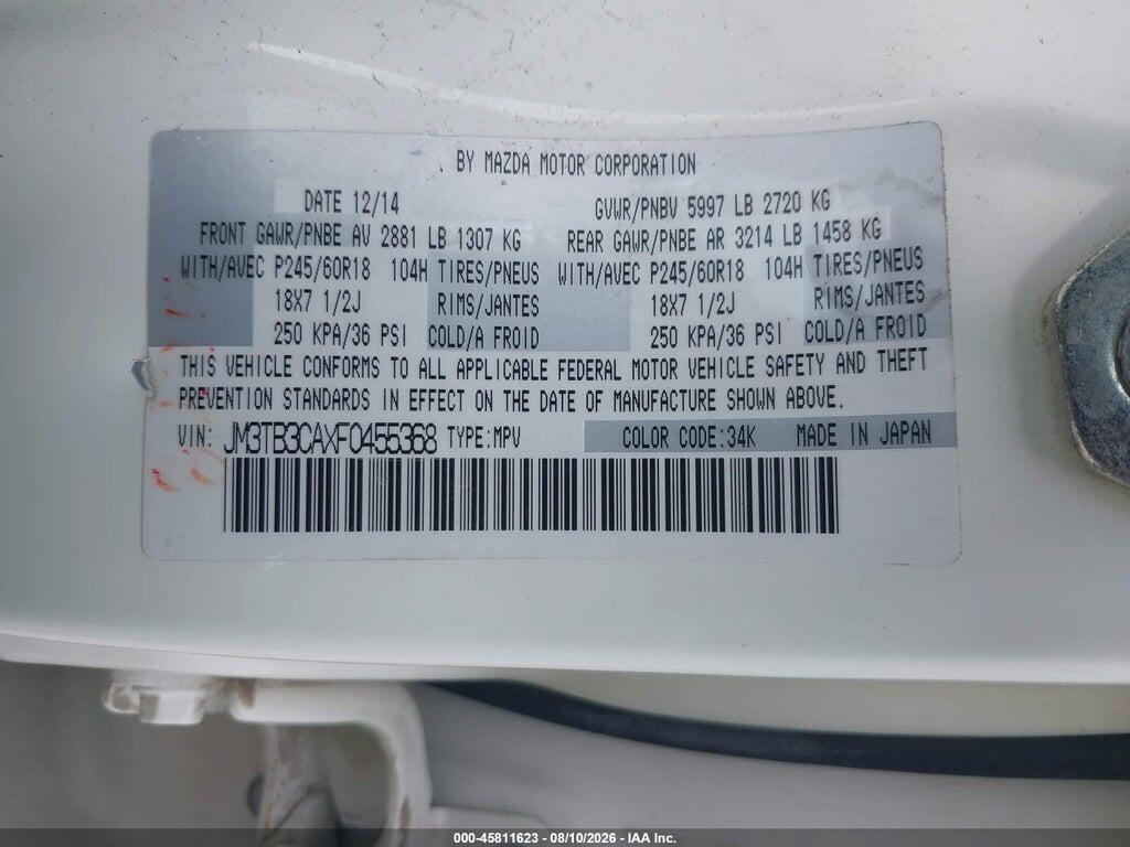 JM3TB3CAXF0455368 2015 MAZDA CX-9 photo no. 9
