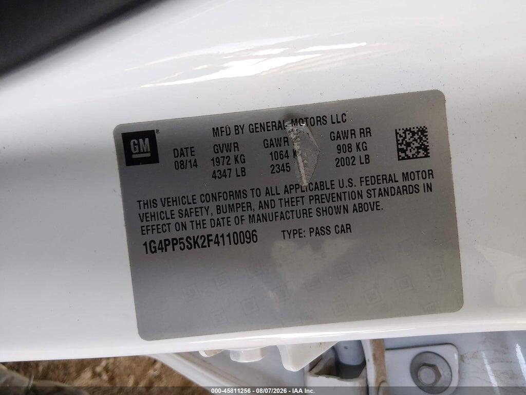 1G4PP5SK2F4110096 2015 BUICK VERANO photo no. 9
