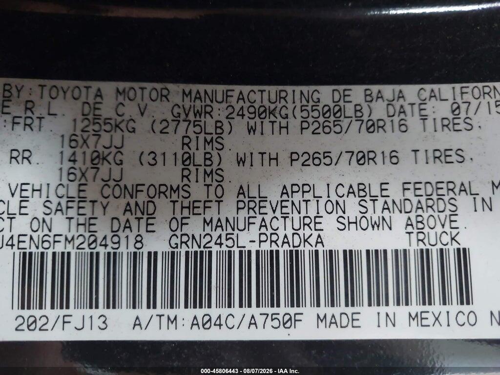 3TMLU4EN6FM204918 2015 TOYOTA TACOMA photo no. 9