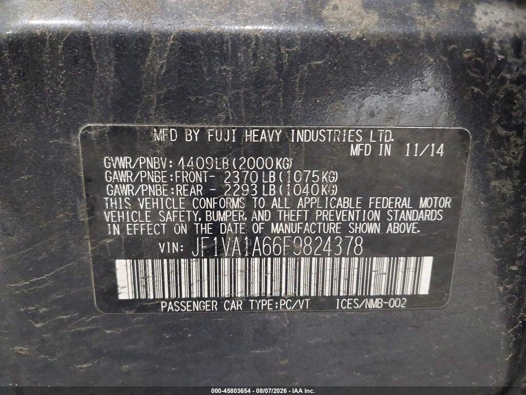 JF1VA1A66F9824378 2015 SUBARU WRX photo no. 9