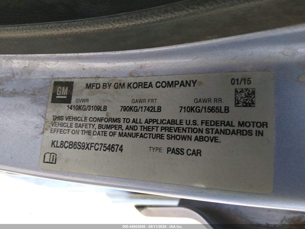 KL8CB6S9XFC754674 2015 CHEVROLET SPARK photo no. 9