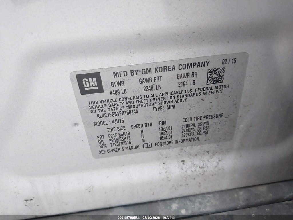 KL4CJFSB1FB150444 2015 BUICK ENCORE photo no. 9