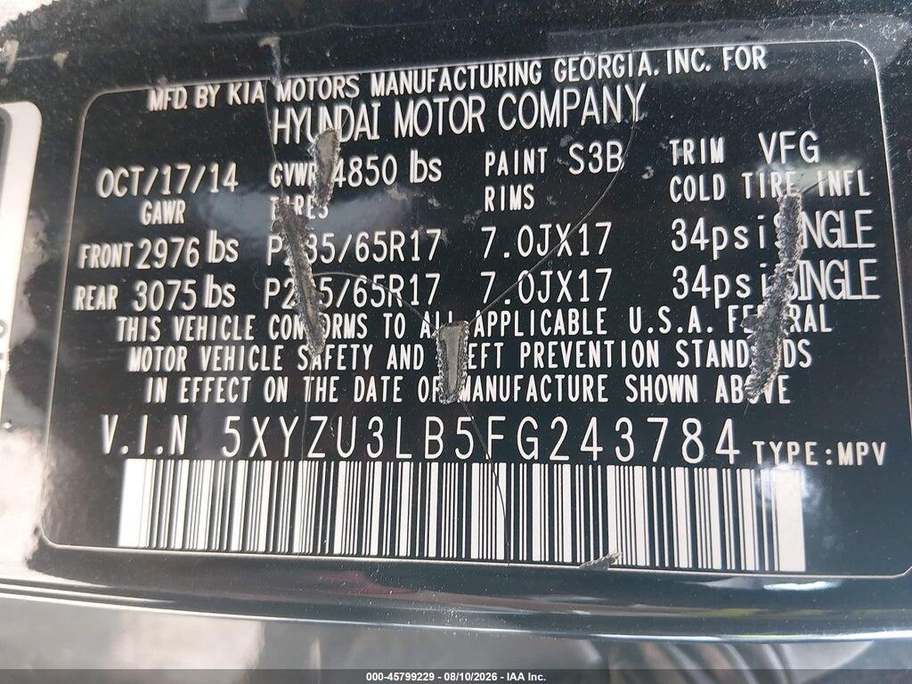 5XYZU3LB5FG243784 2015 HYUNDAI SANTA FE SPORT photo no. 9