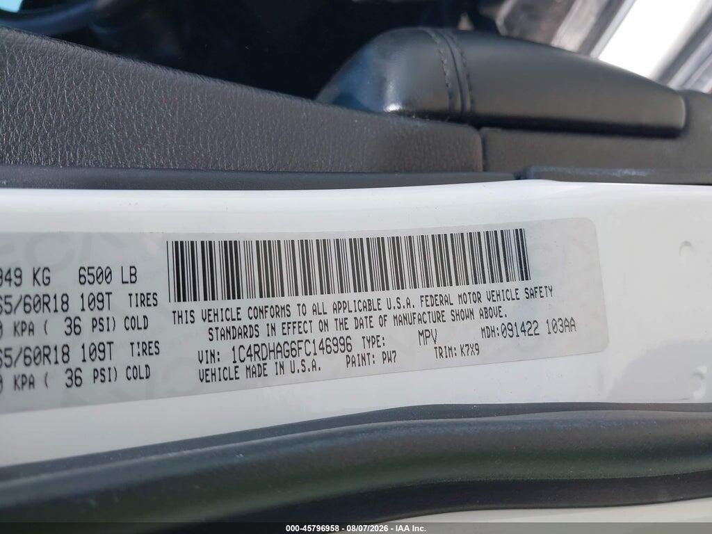 1C4RDHAG6FC146996 2015 DODGE DURANGO photo no. 9