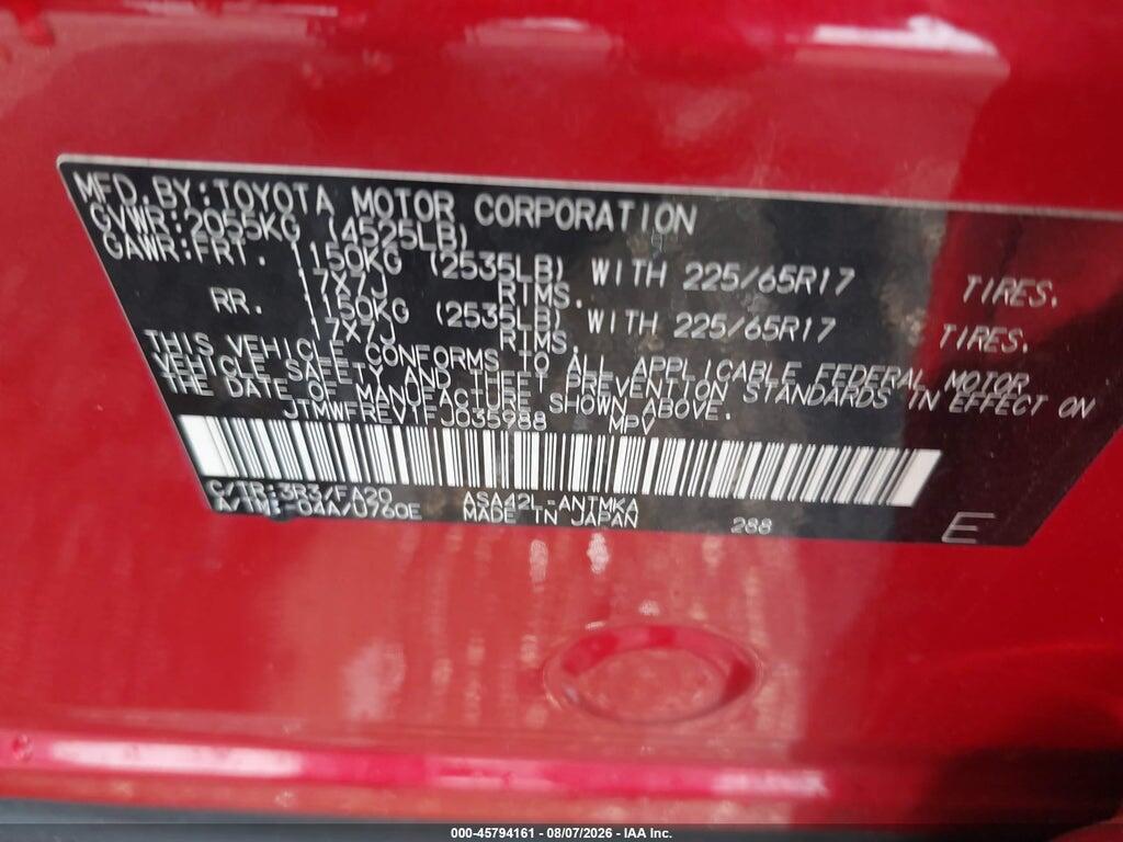 JTMWFREV1FJ035988 2015 TOYOTA RAV4 photo no. 9