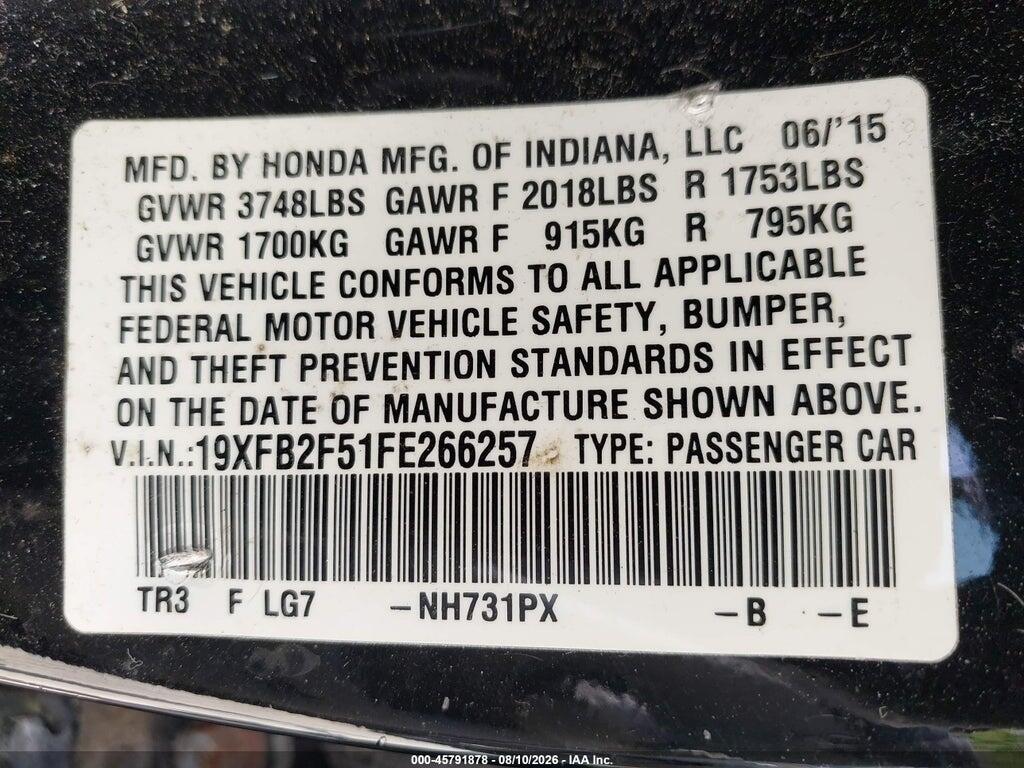 19XFB2F51FE266257 2015 HONDA CIVIC photo no. 9
