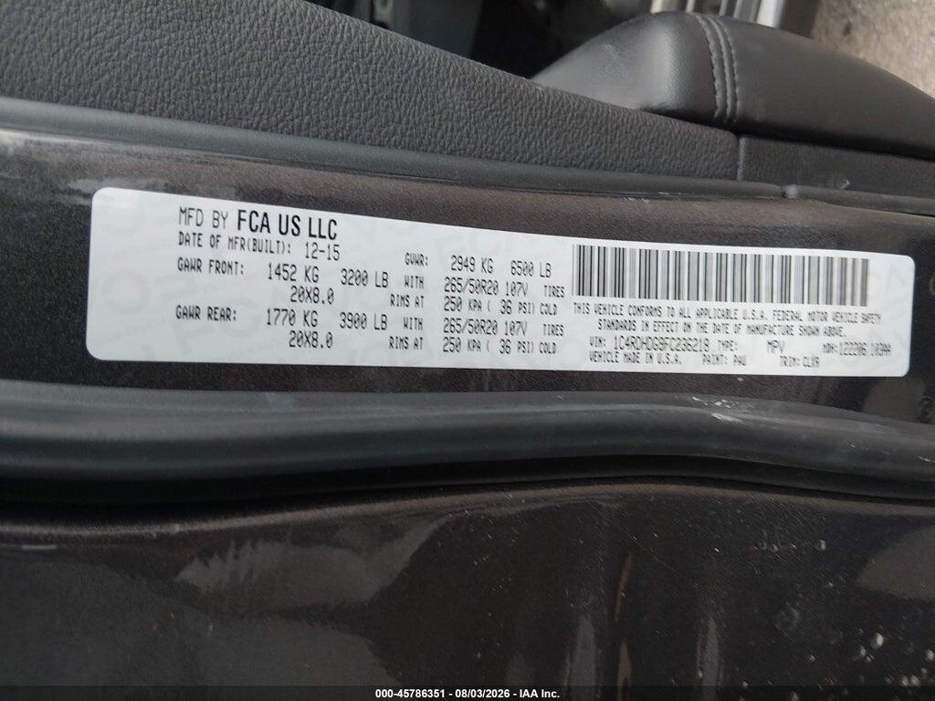 1C4RDHDG9FC236218 2015 DODGE DURANGO photo no. 9
