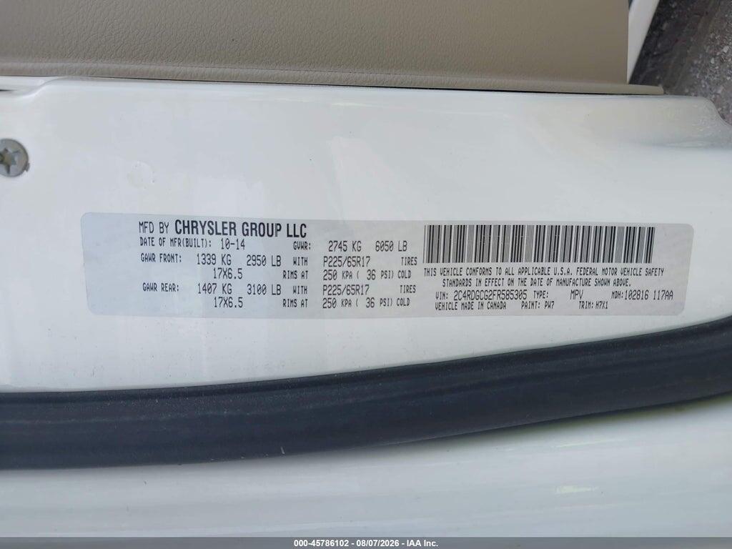 2C4RDGCG2FR585305 2015 DODGE GRAND CARAVAN photo no. 9