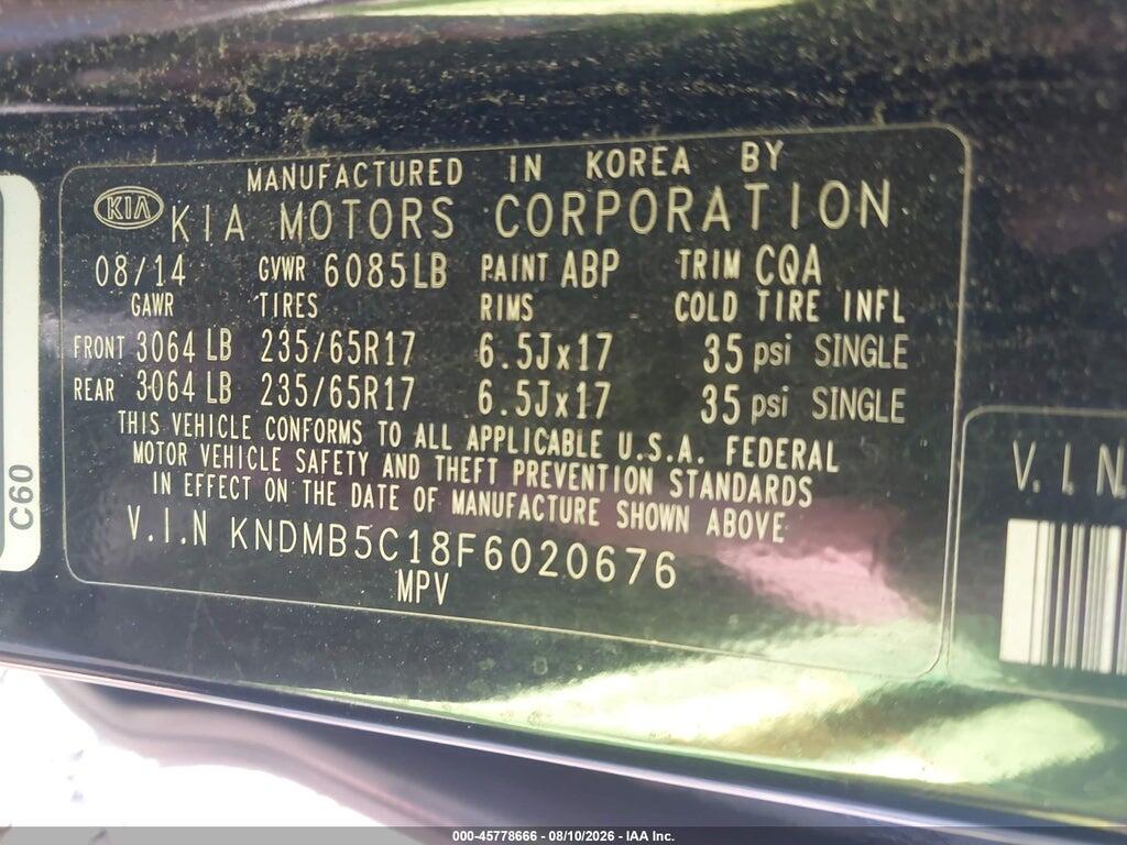 KNDMB5C18F6020676 2015 KIA SEDONA photo no. 9