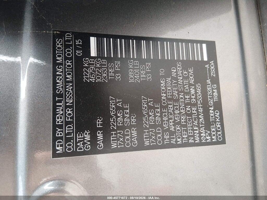 KNMAT2MV4FP533465 2015 NISSAN ROGUE photo no. 9