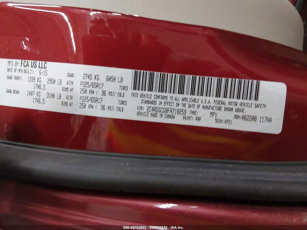 2C4RDGCG8FR718259 2015 DODGE GRAND CARAVAN photo no. 9