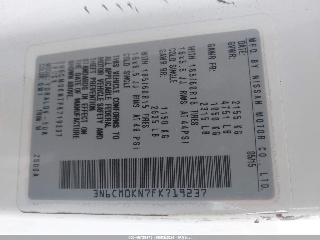 3N6CM0KN7FK719237 2015 NISSAN NV200 photo no. 9