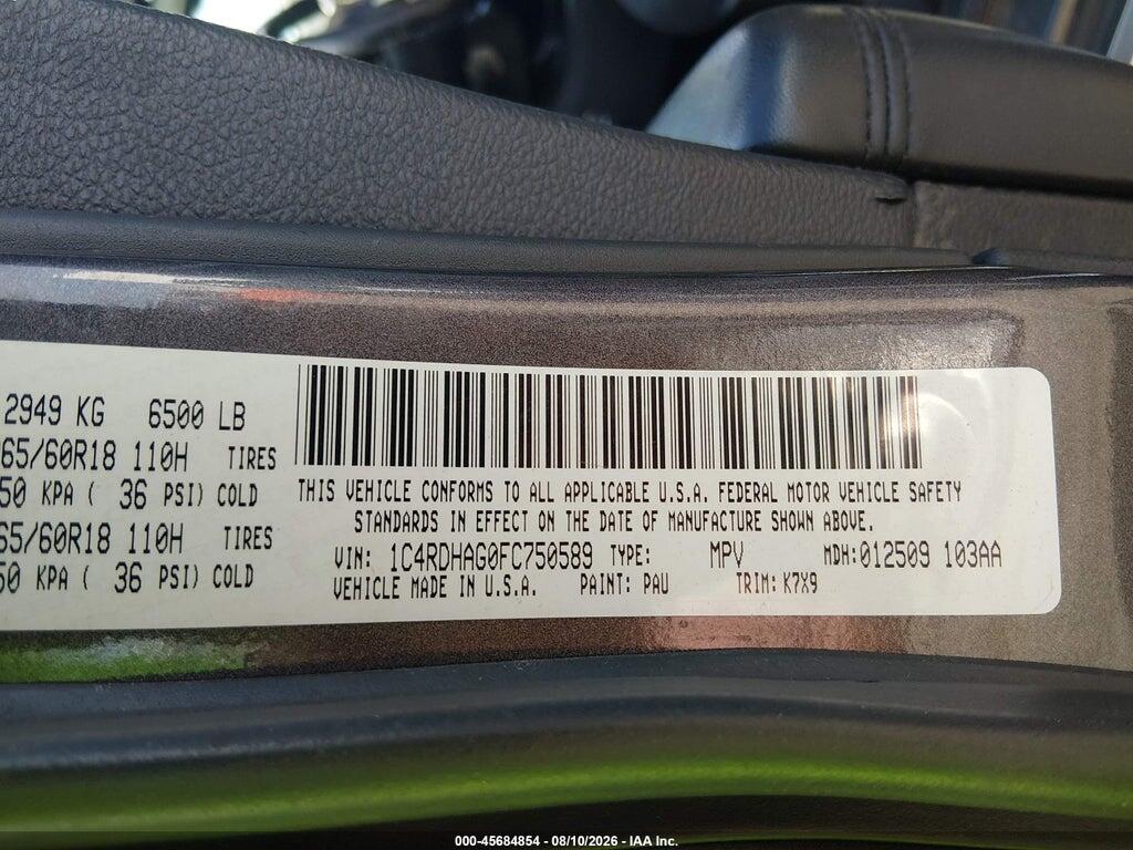 1C4RDHAG0FC750589 2015 DODGE DURANGO photo no. 9