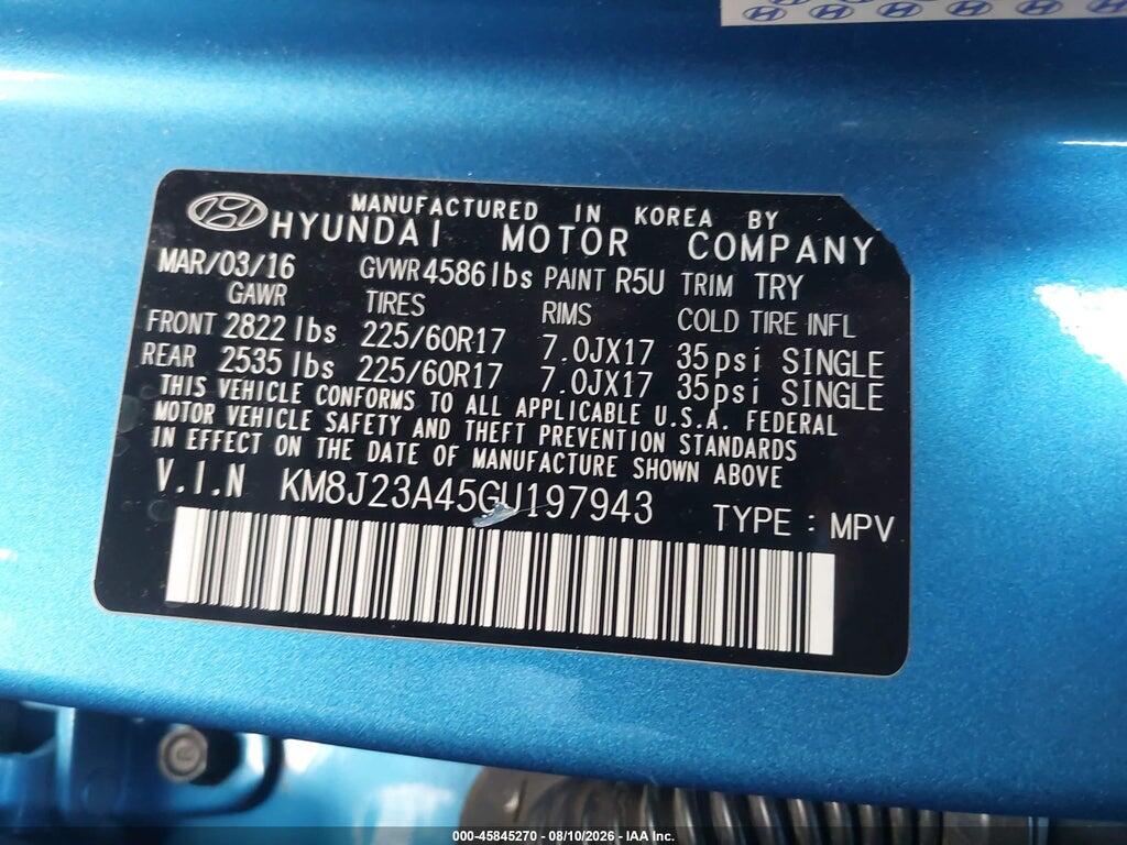 KM8J23A45GU197943 2016 HYUNDAI TUCSON photo no. 9